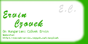 ervin czovek business card